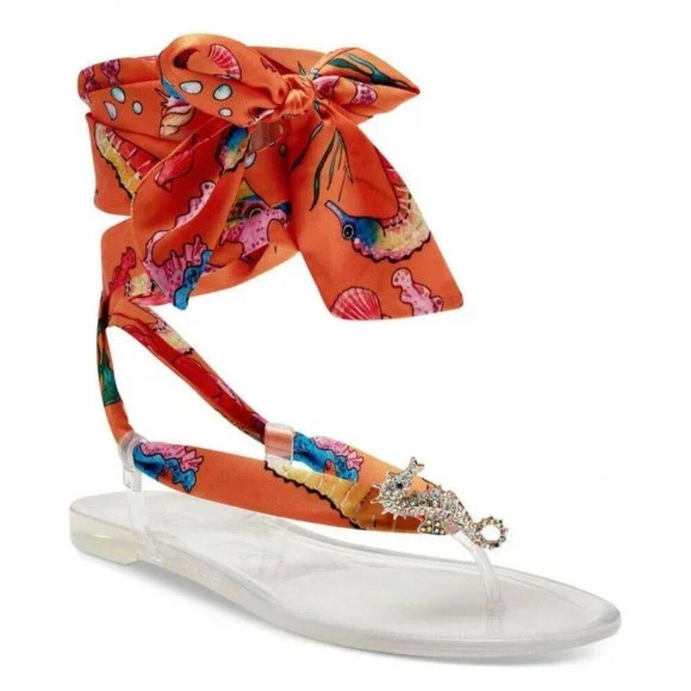 NWT Inc International Concepts Malana Scarf ankle tie Flat Sandals Seahorse 6